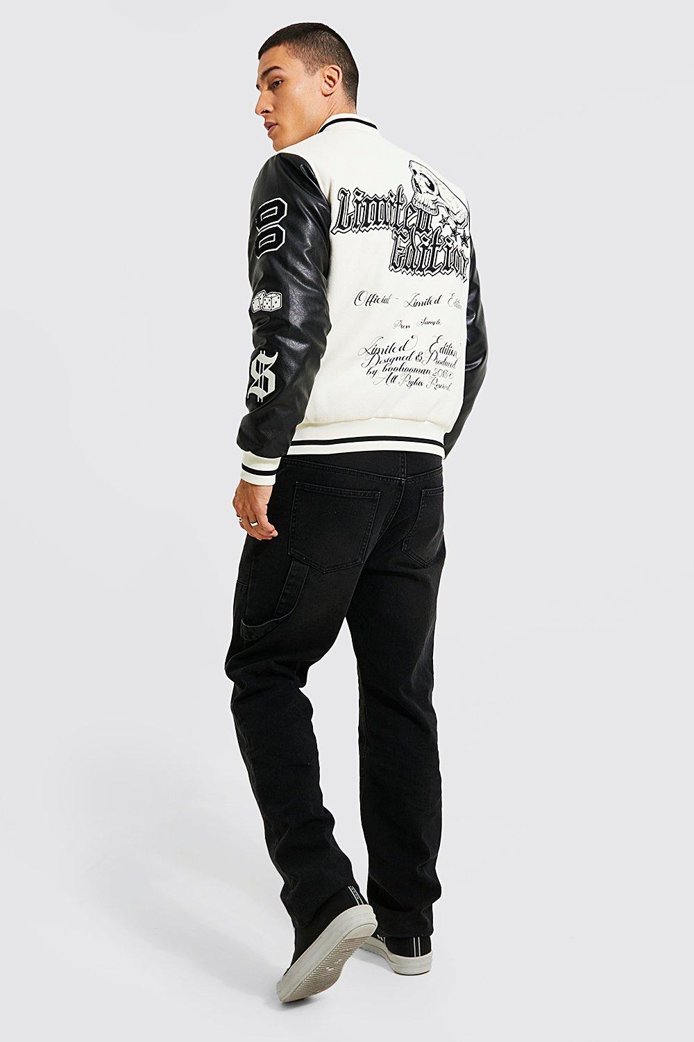 Limited Edition Broken Skull Varsity Jacket | boohoo USA Limited Edition Broken Skull Varsity Jacket | boohoo USA