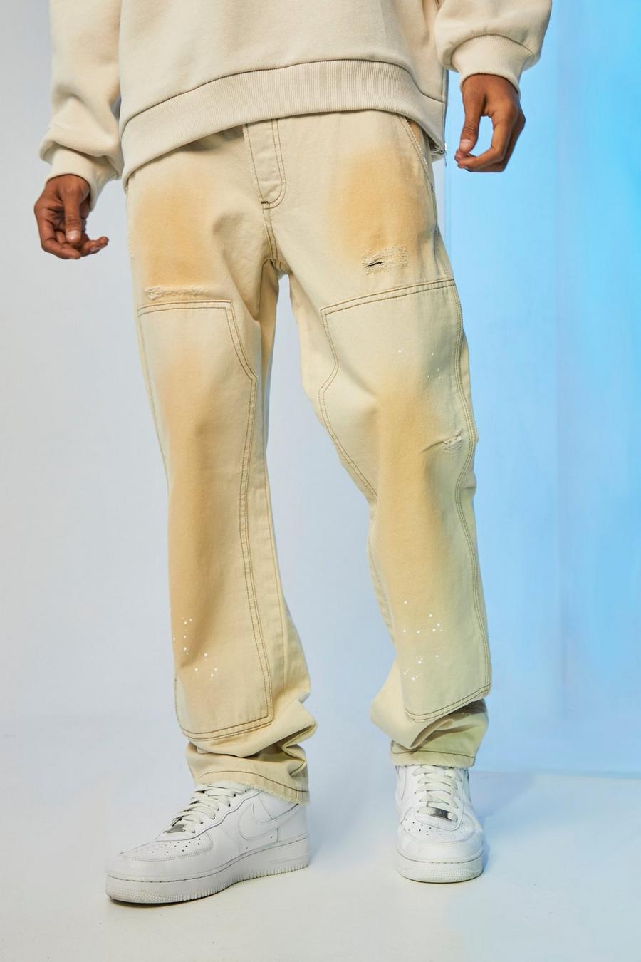 Ecru white Relaxed Fit Rigid Carpenter Jeans