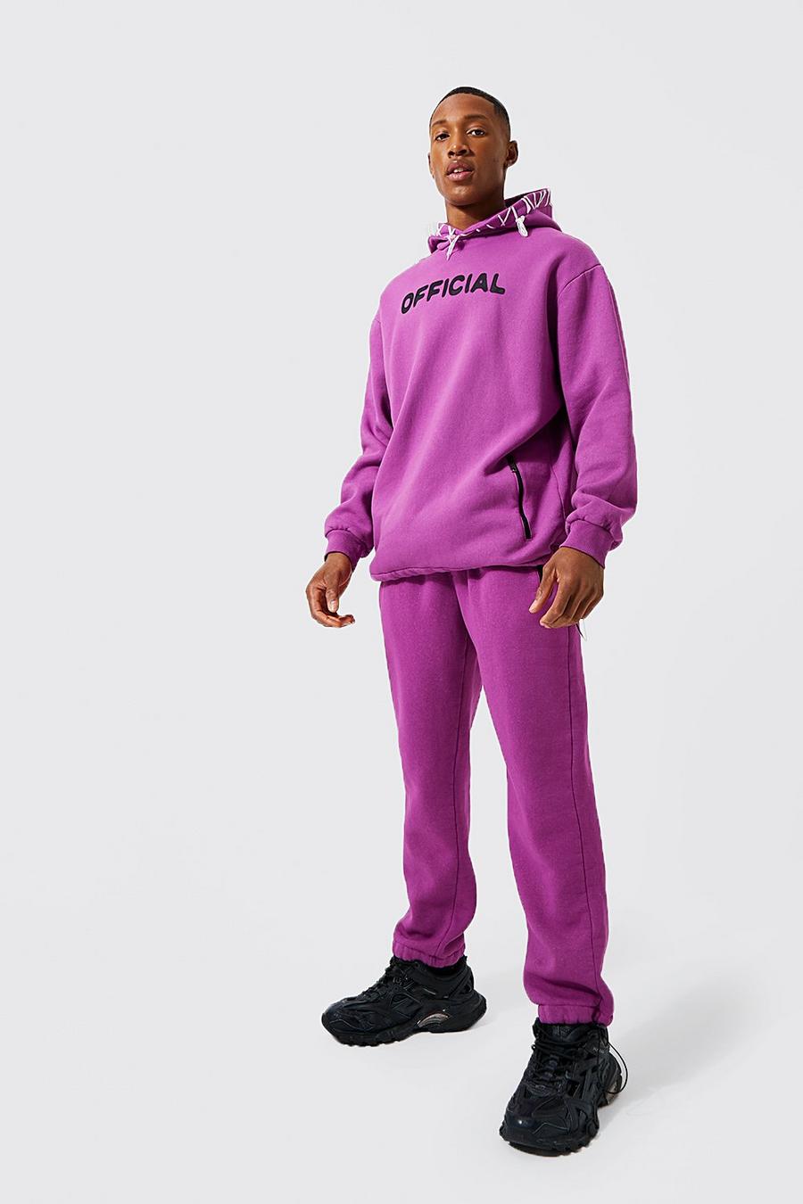 Purple Oversized Official Stitch Detail Tracksuit image number 1