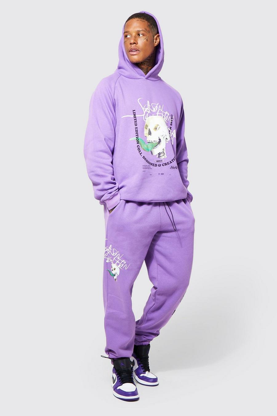 Purple Oversized Official Man Graphic Tracksuit image number 1