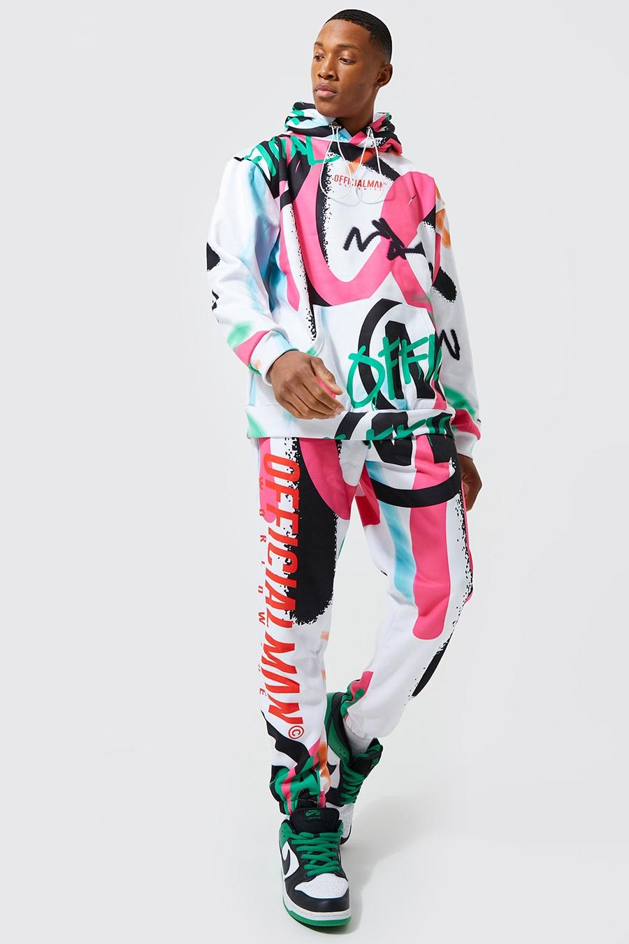 Pink Oversized Official Man Graffiti Tracksuit image number 1