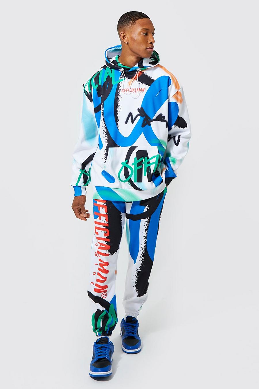Blue Oversized Official Man Graffiti Tracksuit image number 1