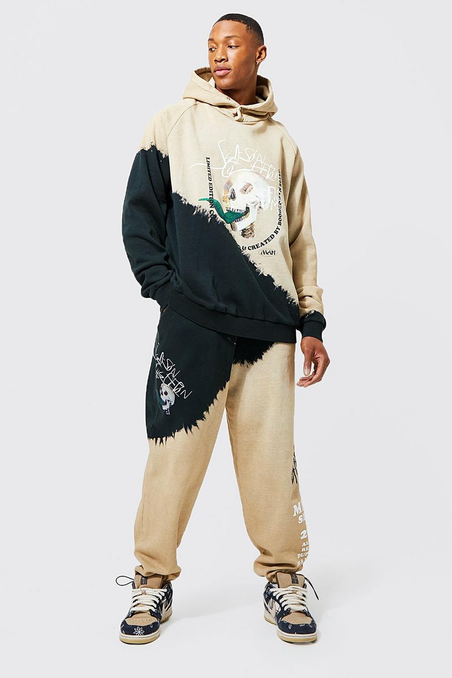 Black Oversized Man Graphic Tie Dye Tracksuit image number 1