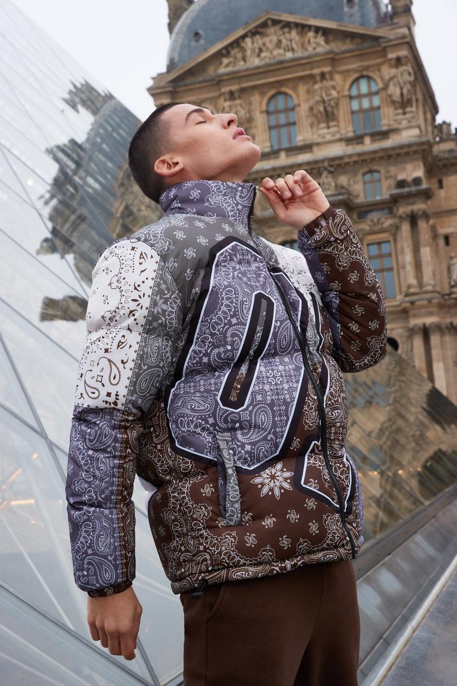 Brown marron Printed Ofcl Bandana Puffer image number 1
