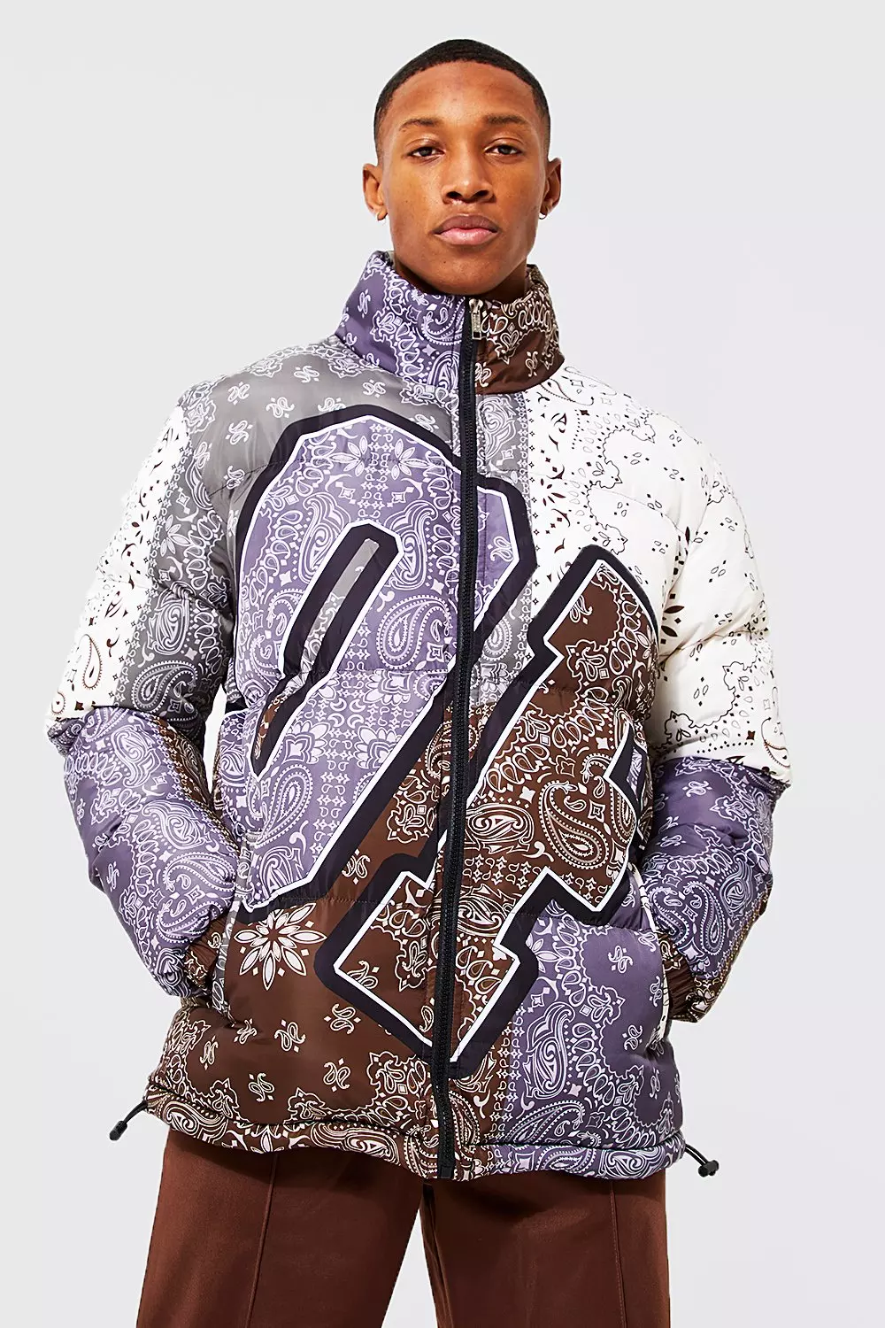 Bandana print puffer on sale jacket