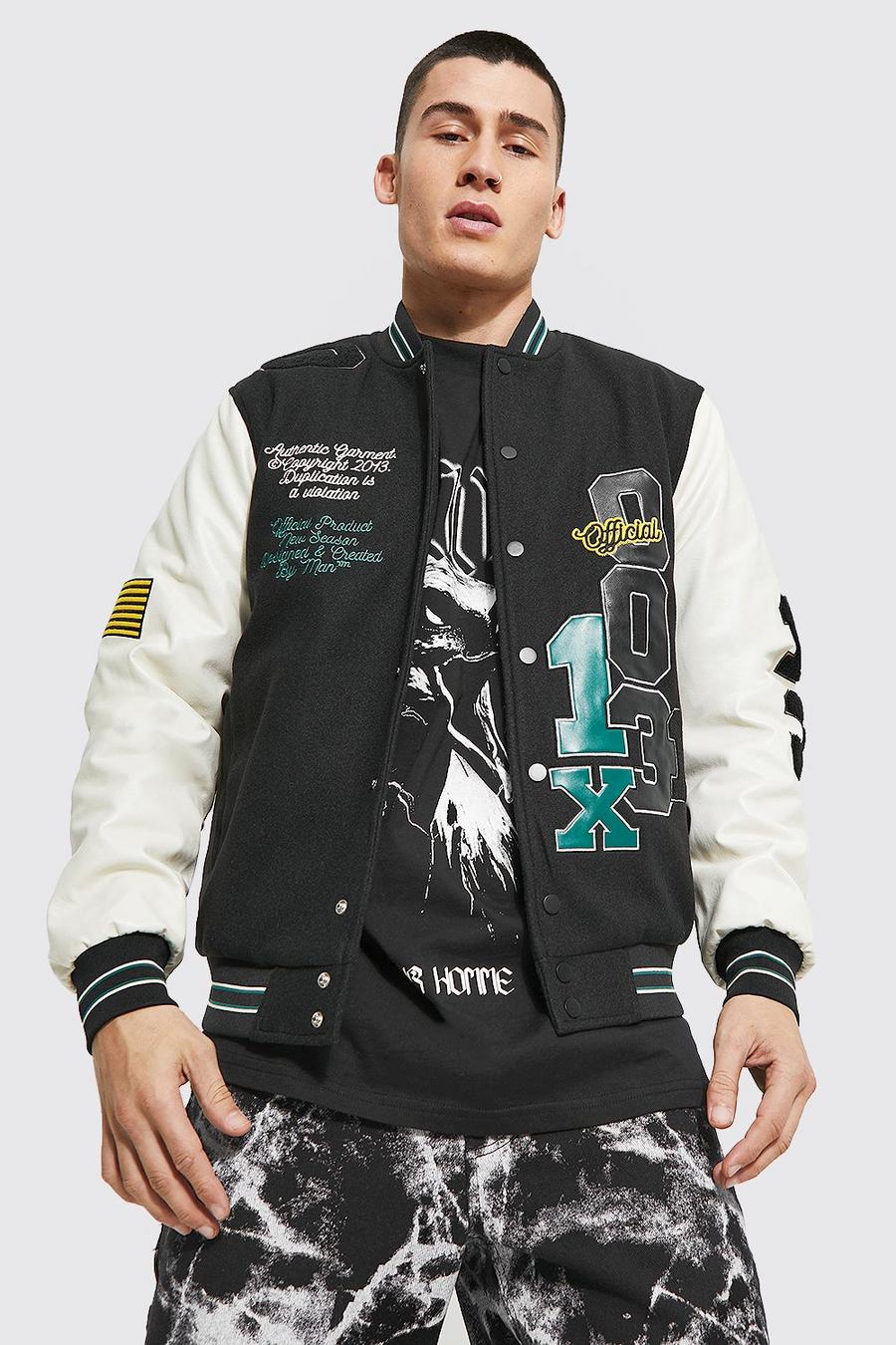 Black All Over 00 Placement Varsity Jacket image number 1