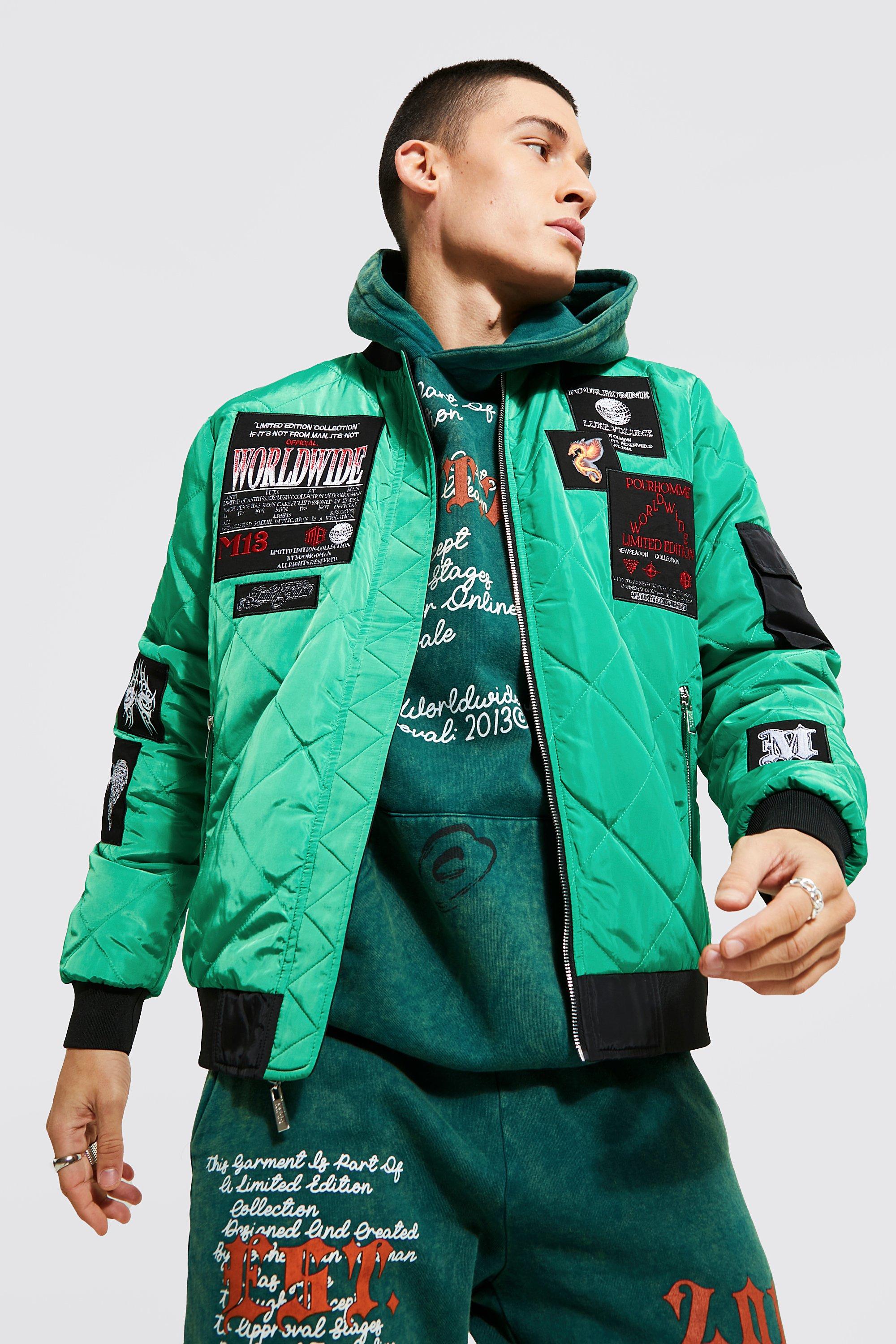 Reversible Printed Nylon Bomber Jacket | boohoo