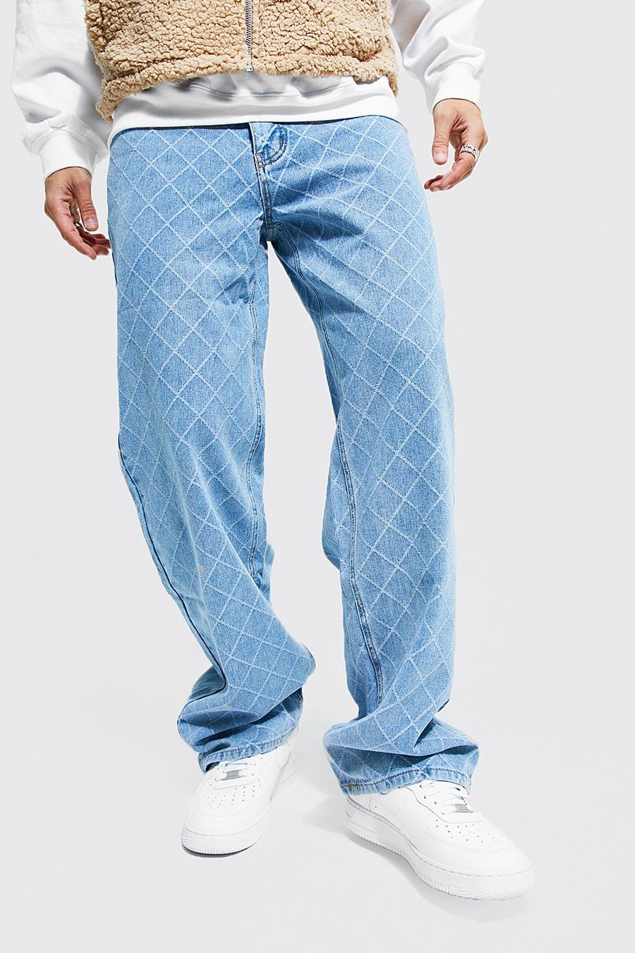 Ice blue Baggy Diamond Jeans image number 1