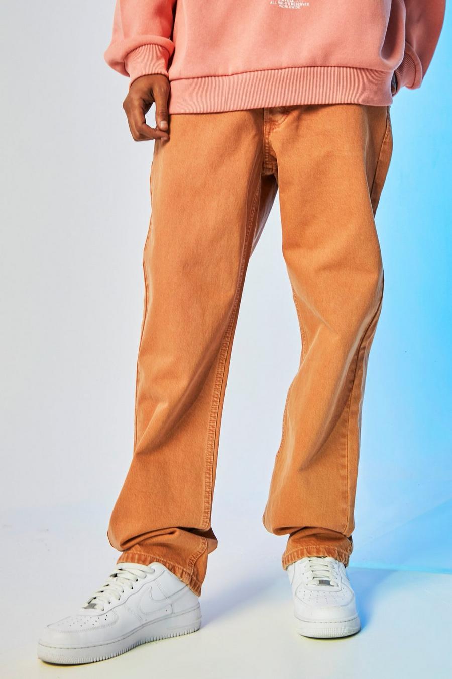 Brown Relaxed Fit Rigid Washed Jeans image number 1
