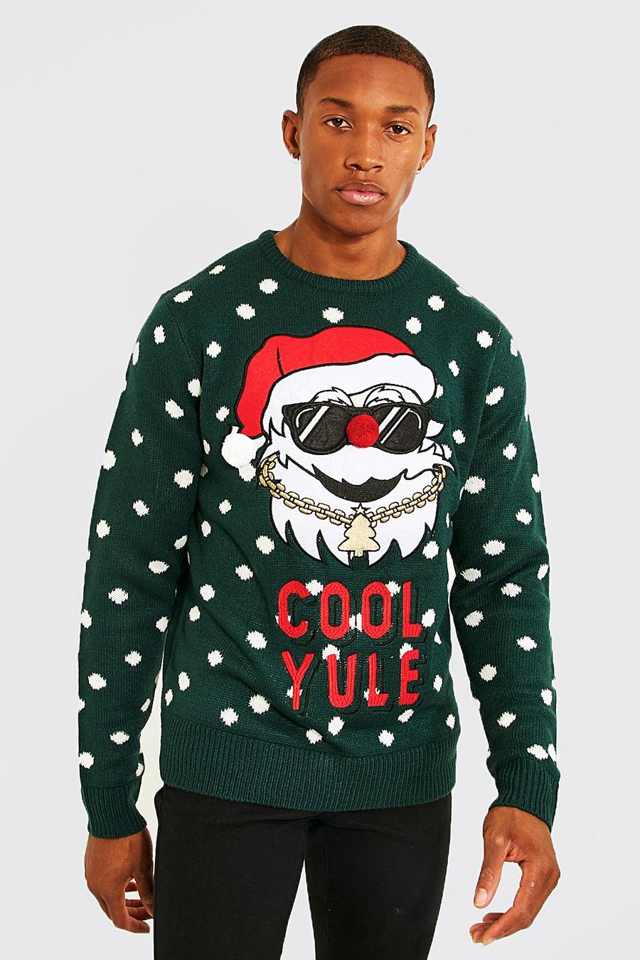 ירוק סוודר לחג המולד עם כיתוב Cool Yule image number 1