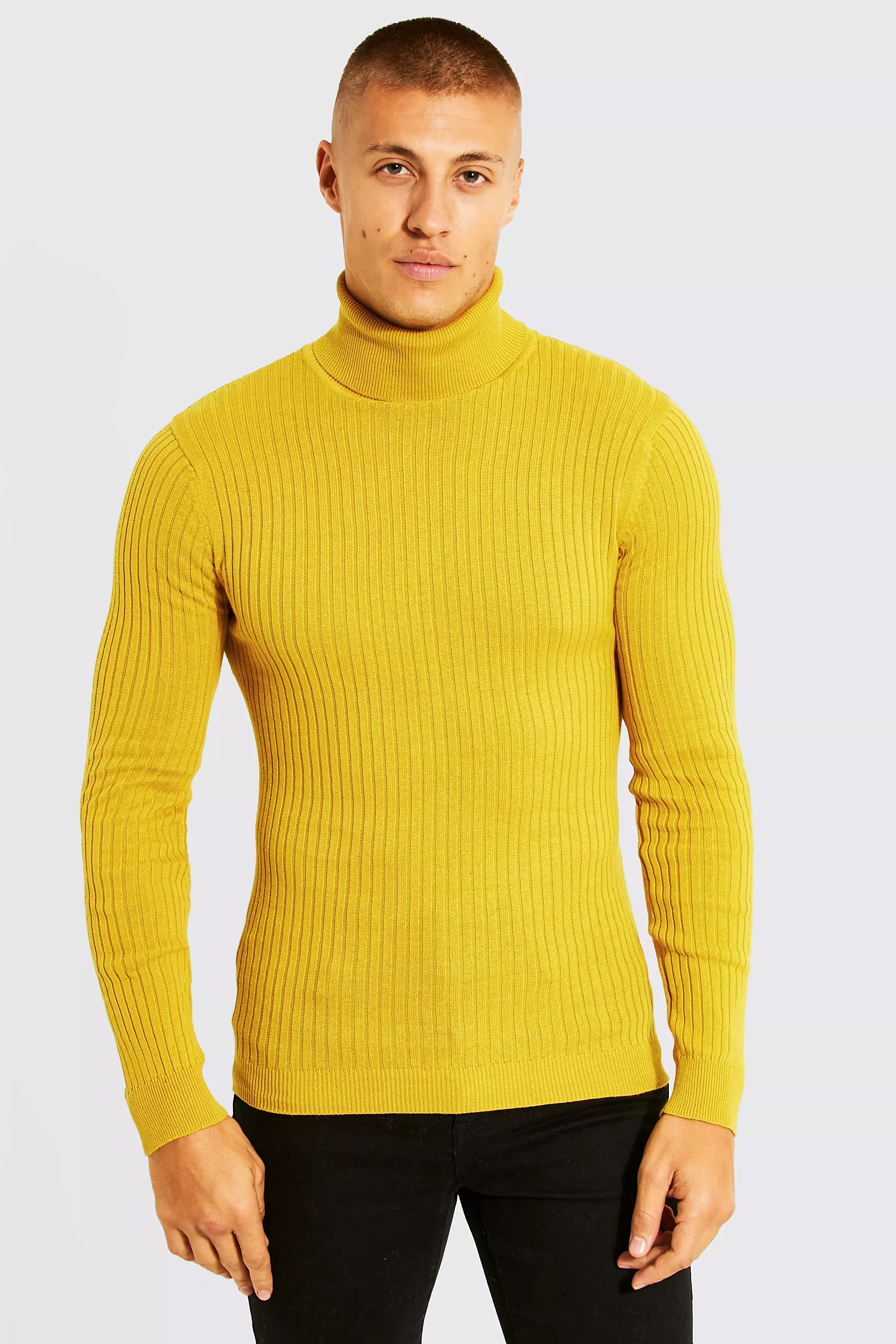 Mens mustard hotsell roll neck