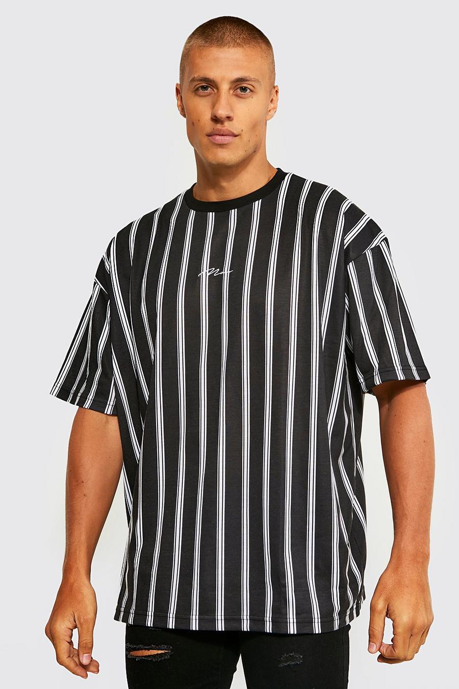 Black Man Signature Oversize randig t-shirt image number 1