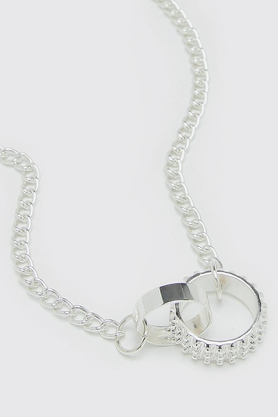 Silver Double Ring Necklace image number 1