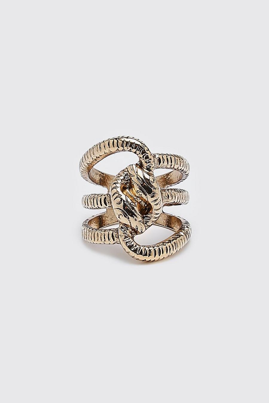 Gold Dubbele Slangen Ring image number 1