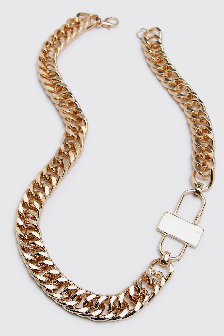 Gold metallic Cuban Clasp Chain Necklace