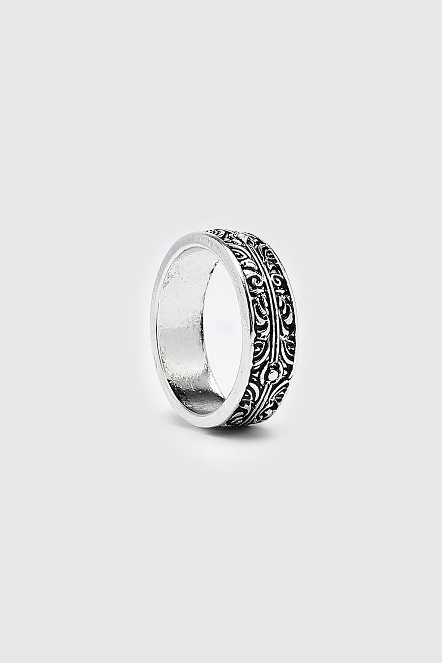 Silver argent Patterned Ring
