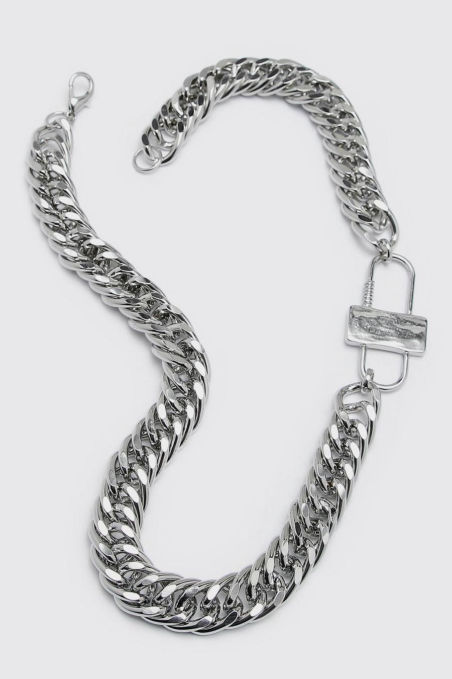 Silver argent Cuban Clasp Chain Necklace
