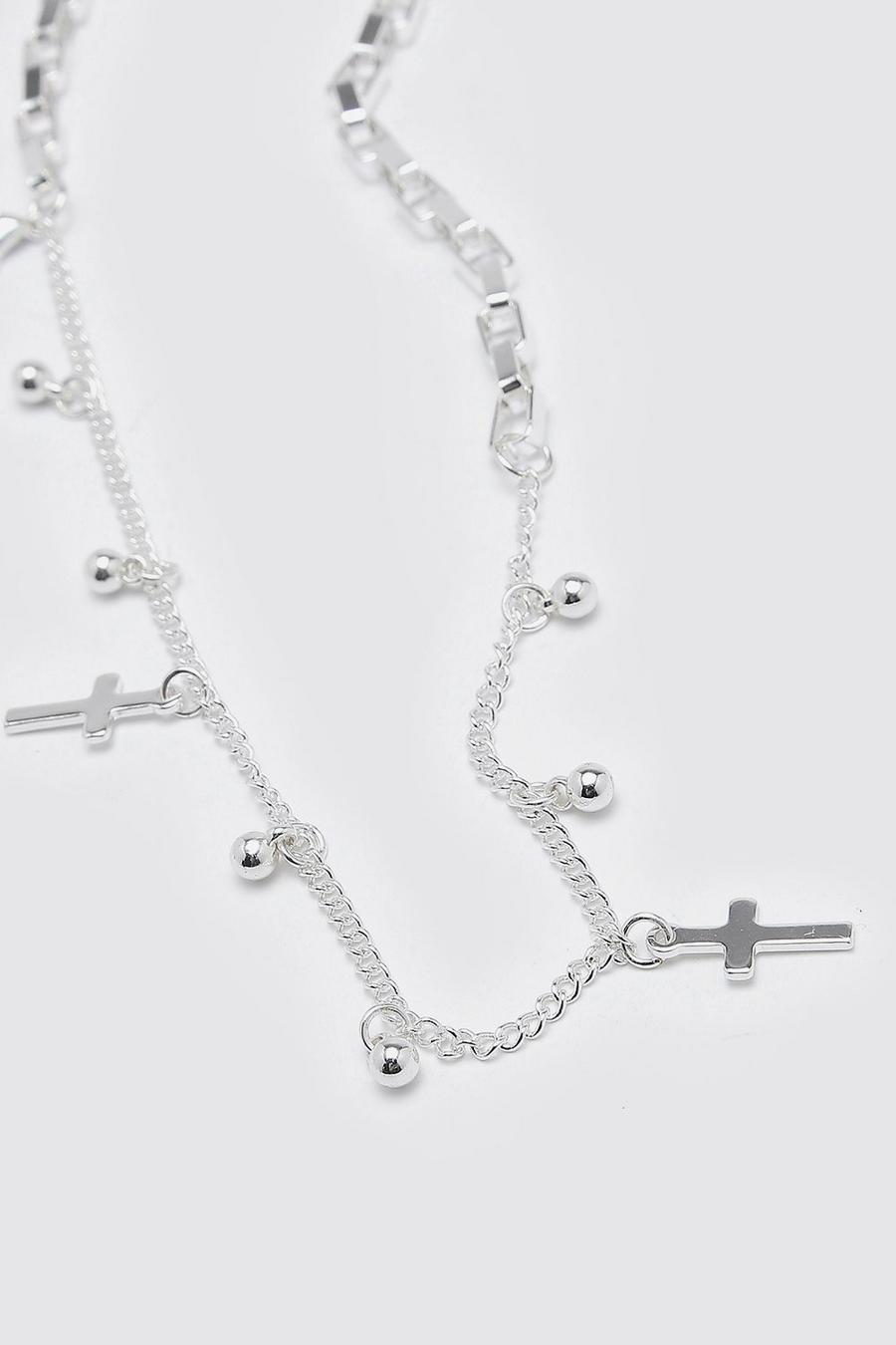 Silver Multi Layered Cross Bracelet image number 1