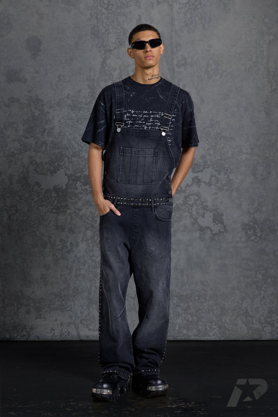 שחור חולצה קצרה מבד ג'ינס בגזרה צמודה image number 1