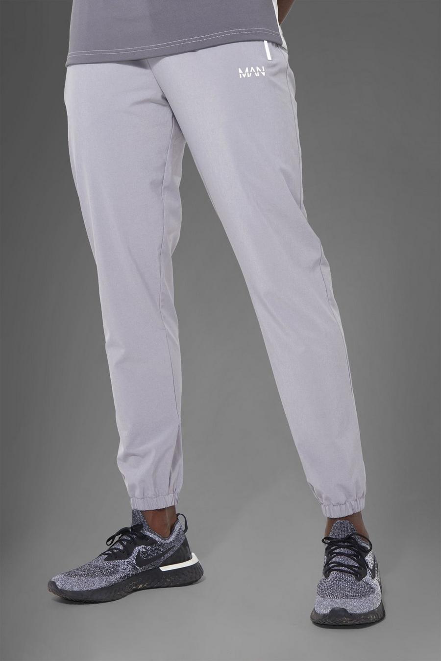 Grey gris מכנסי ריצה ספורטיביים לחדר הכושר עם אפקט מחזיר אור, Man image number 1