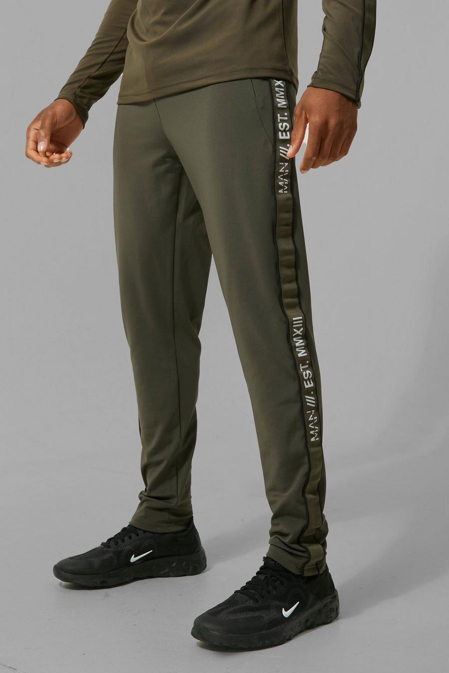 Khaki Man Active Gym Performance  Stripe Track Pant image number 1