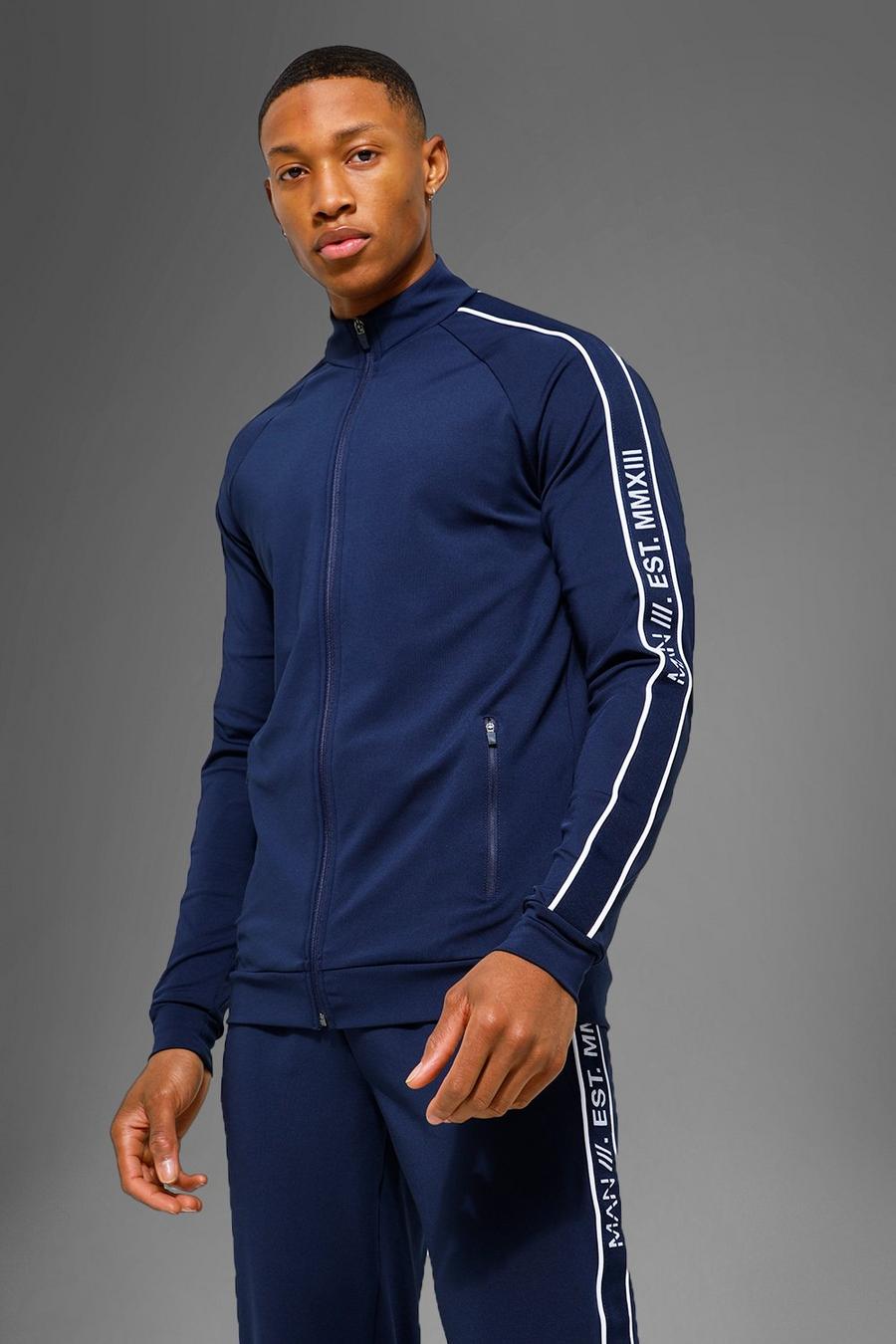 Giacca da corsa Active Gym per alta performance a righe, Navy image number 1