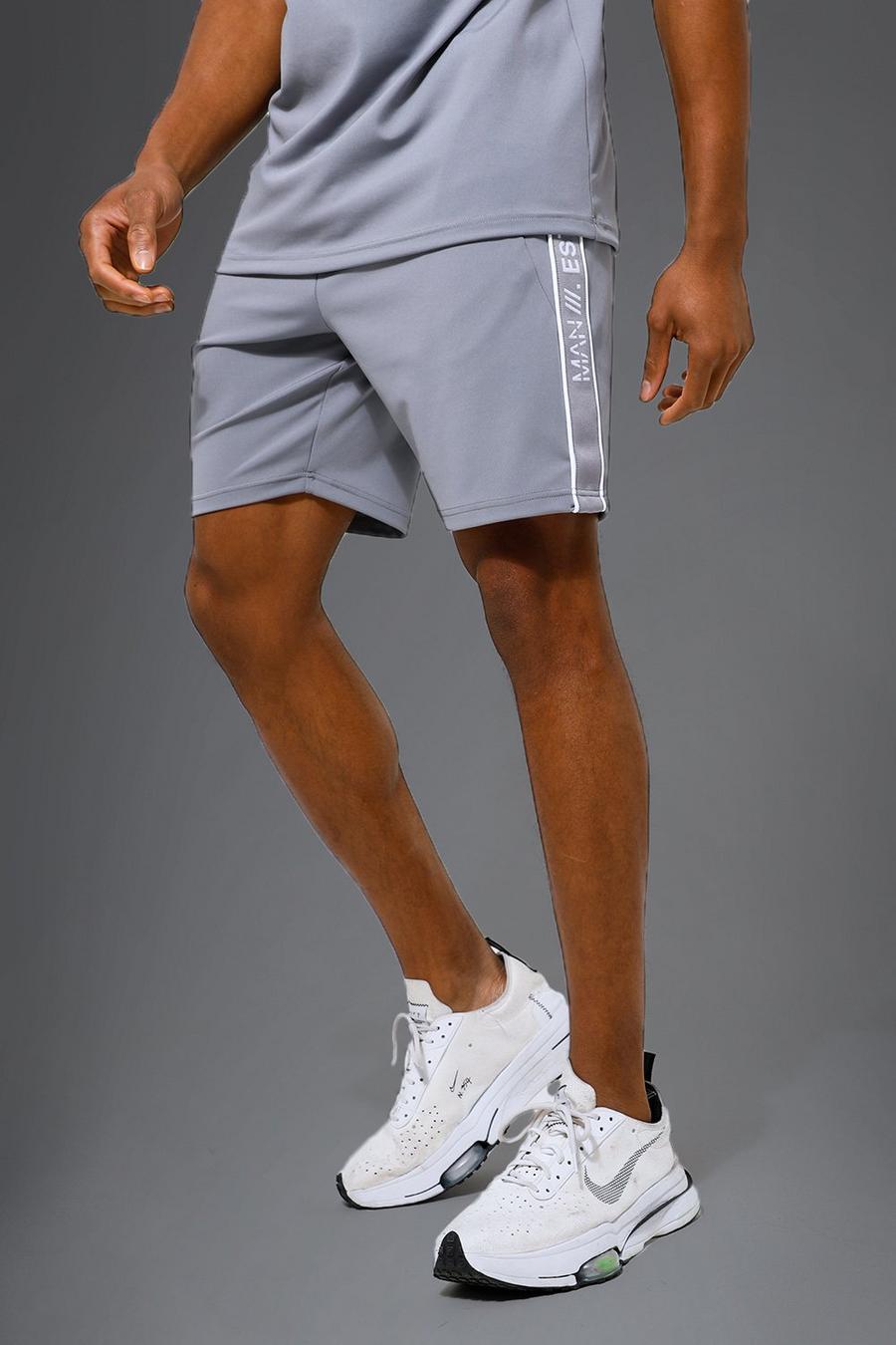Pantalón corto MAN Active deportivo para el gimnasio con raya, Grey gris