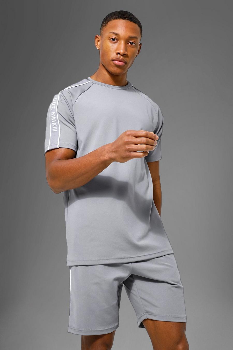 Grey Man Active Gym Performance Stripe T Shirt image number 1
