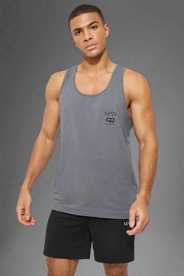 Man Active Gym Gym Taped Racer Vest charcoal