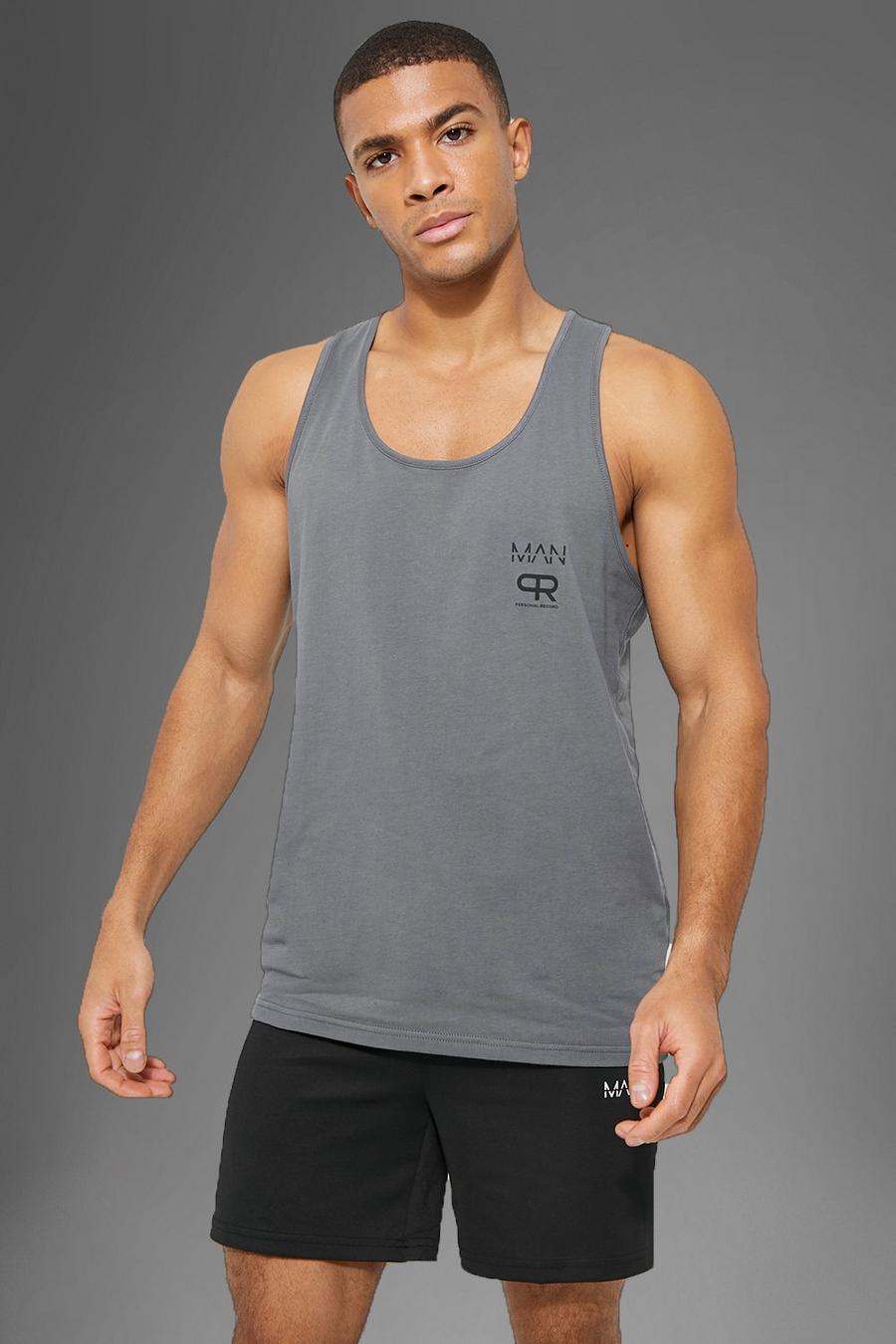 Charcoal gris Man Active Gym Gym Taped Racer Vest