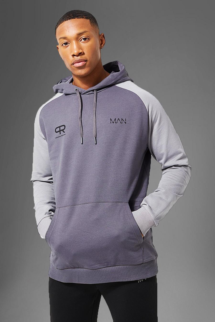 Charcoal gris Man Active Gym Contrast Hoodie