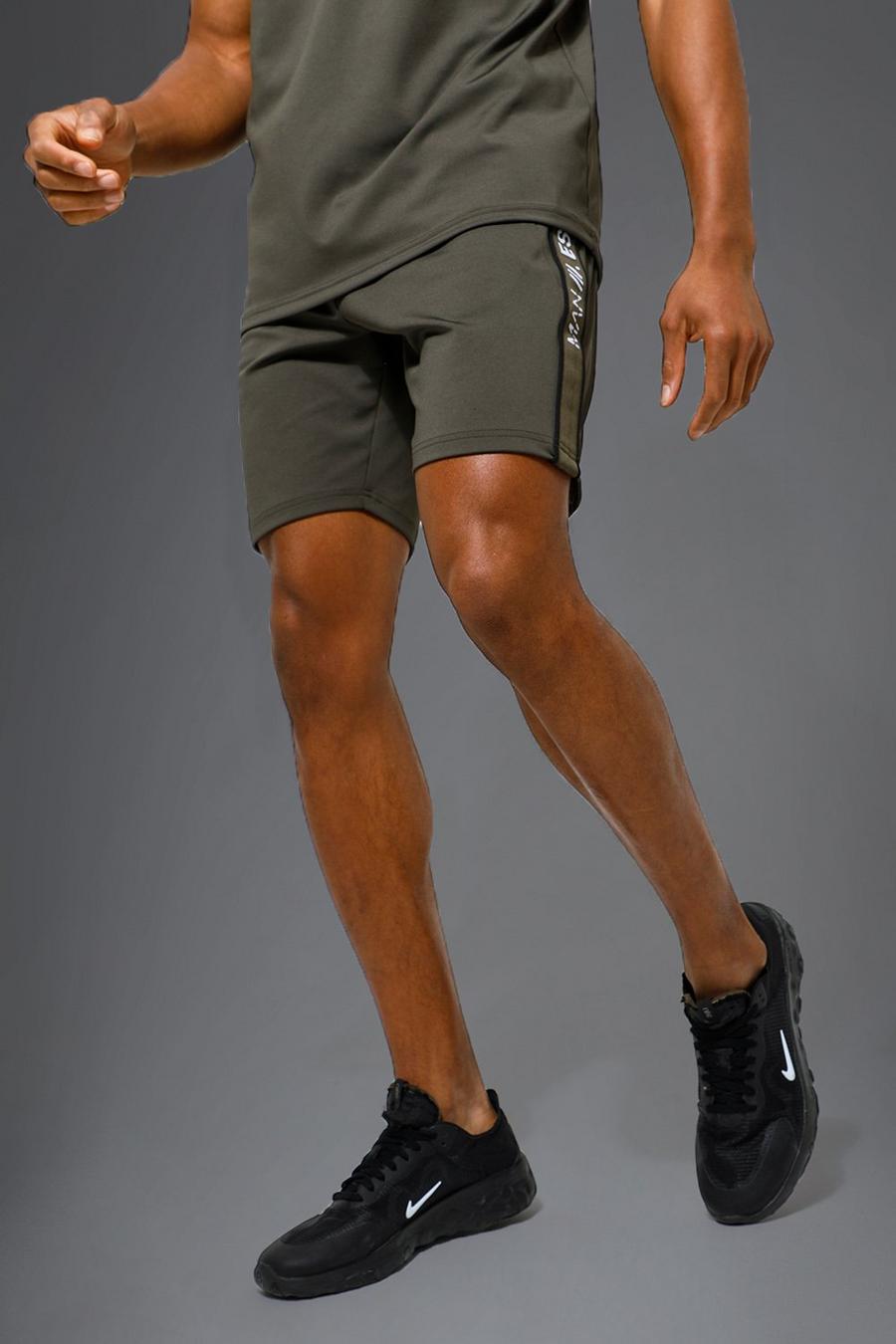 Khaki Man Active Gym Performance Stripe Short image number 1