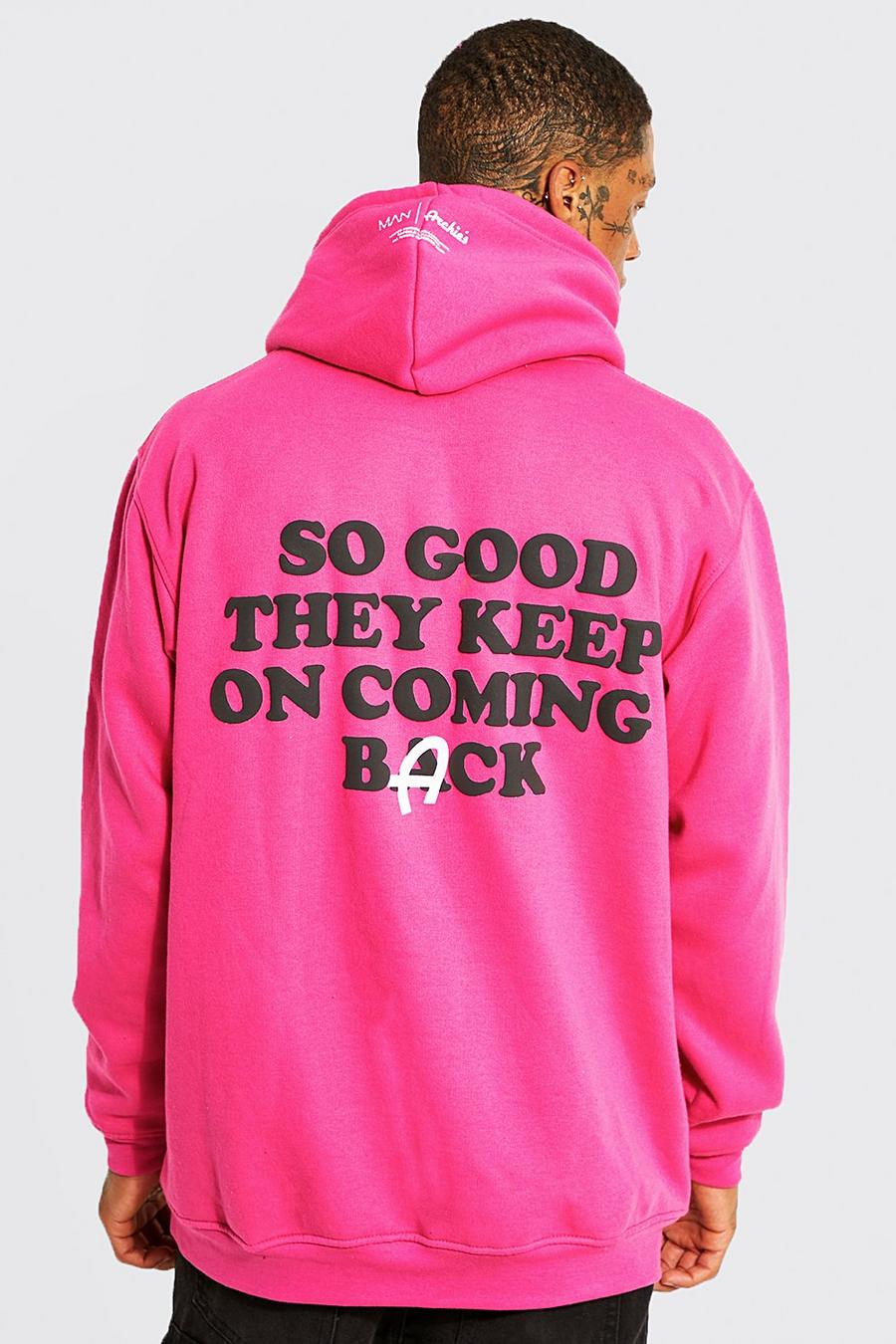 Pink Oversized Man X Archie's Slogan Hoodie image number 1