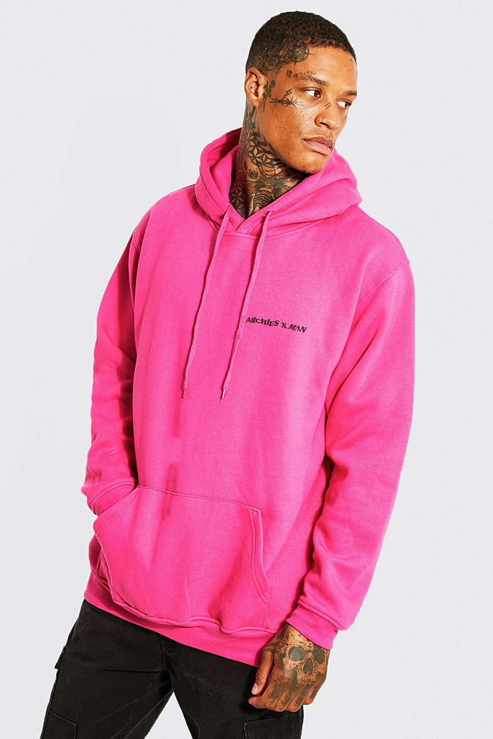 Pink colour hoodie for men best sale