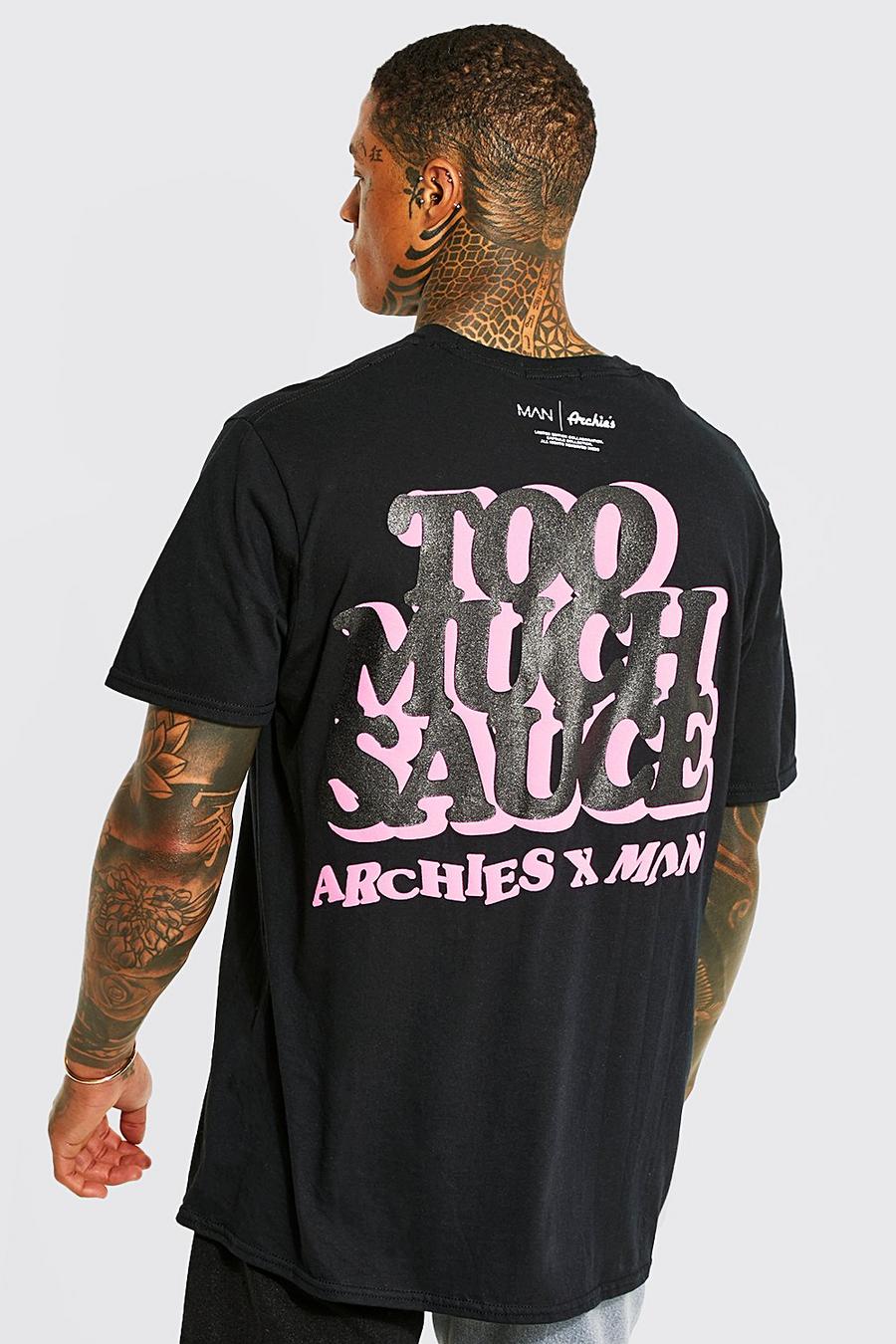 Black Oversized Man X Archie's Slogan T-shirt image number 1