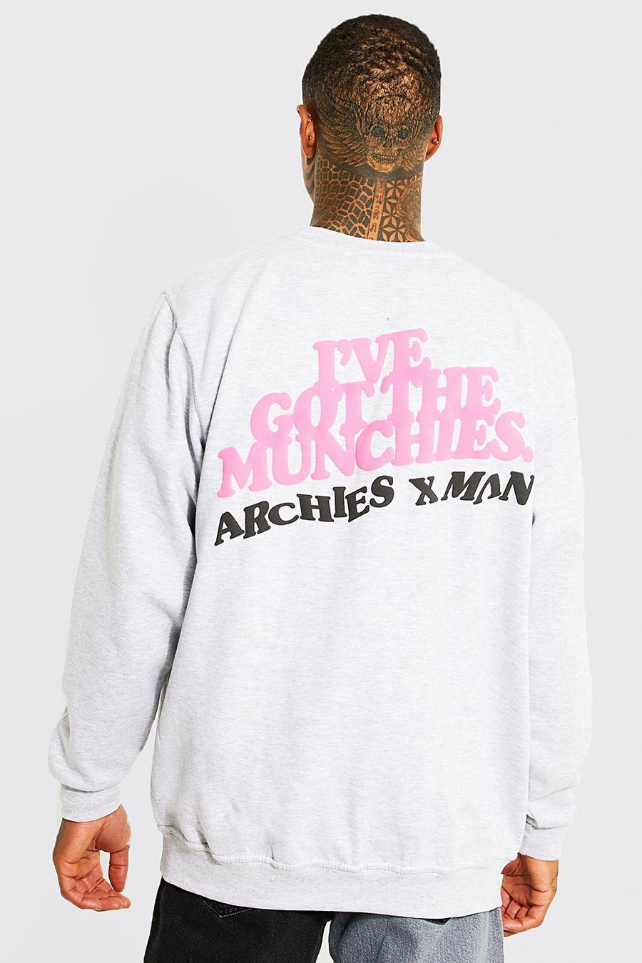 Grey marl Oversized Man X Archie's Slogan Sweatshirt image number 1
