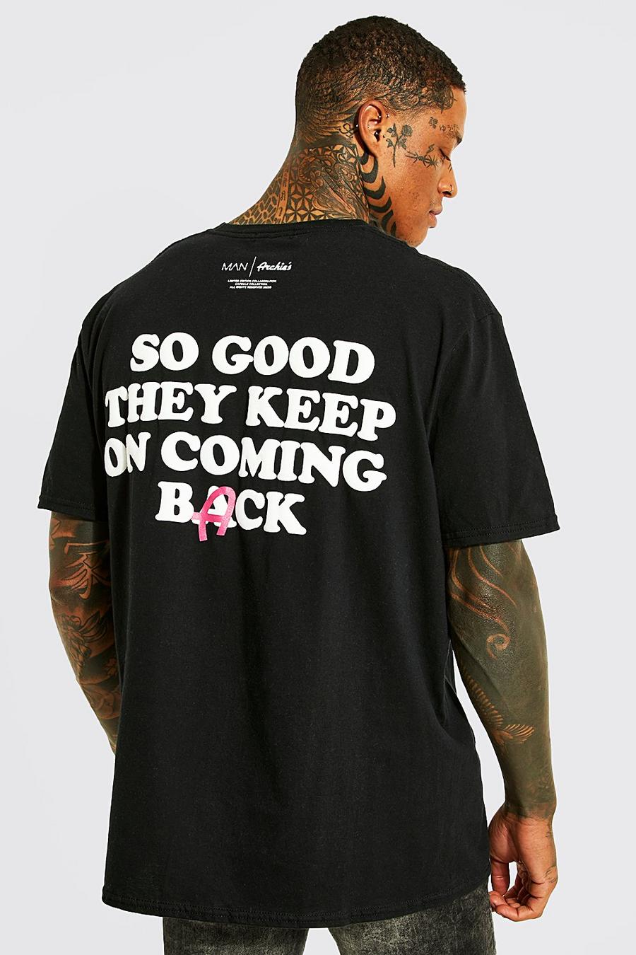 Camiseta oversize con eslogan MAN x Archie's, Black image number 1