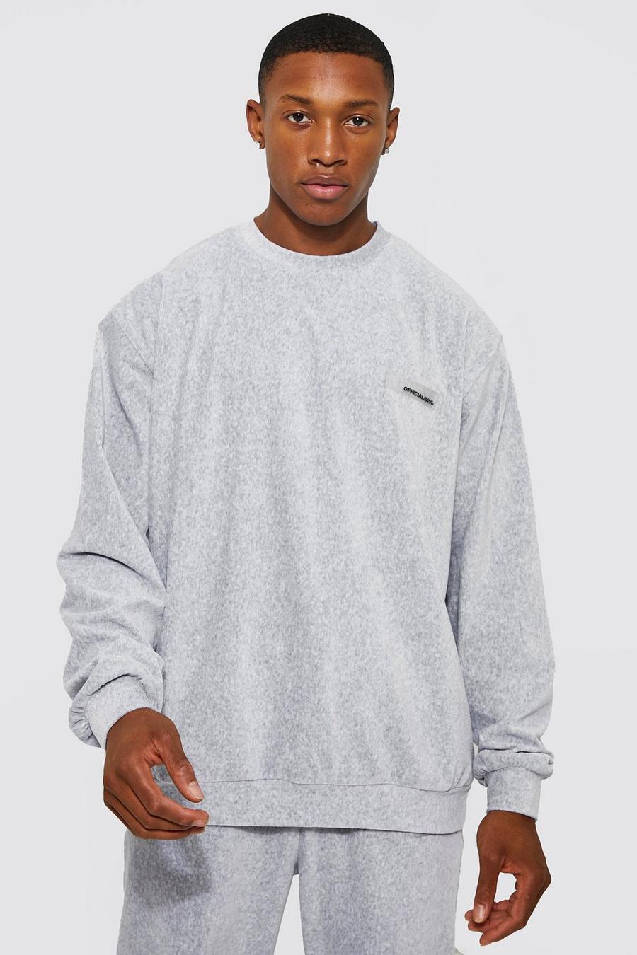 Grey grå Oversized Velour Ribbed Sweatshirt