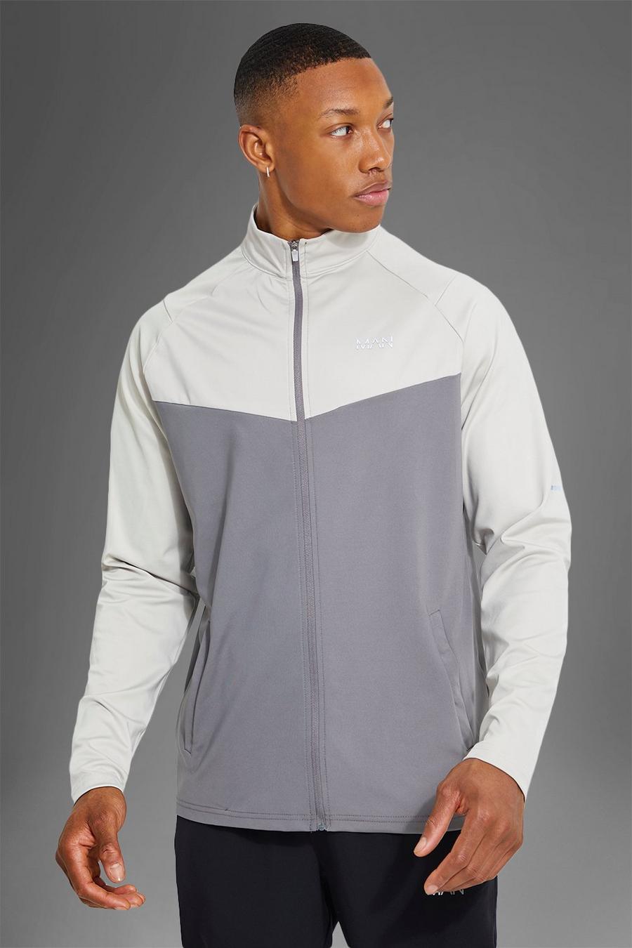 Charcoal grey Man Active Gym Panel Detail Track Jacket