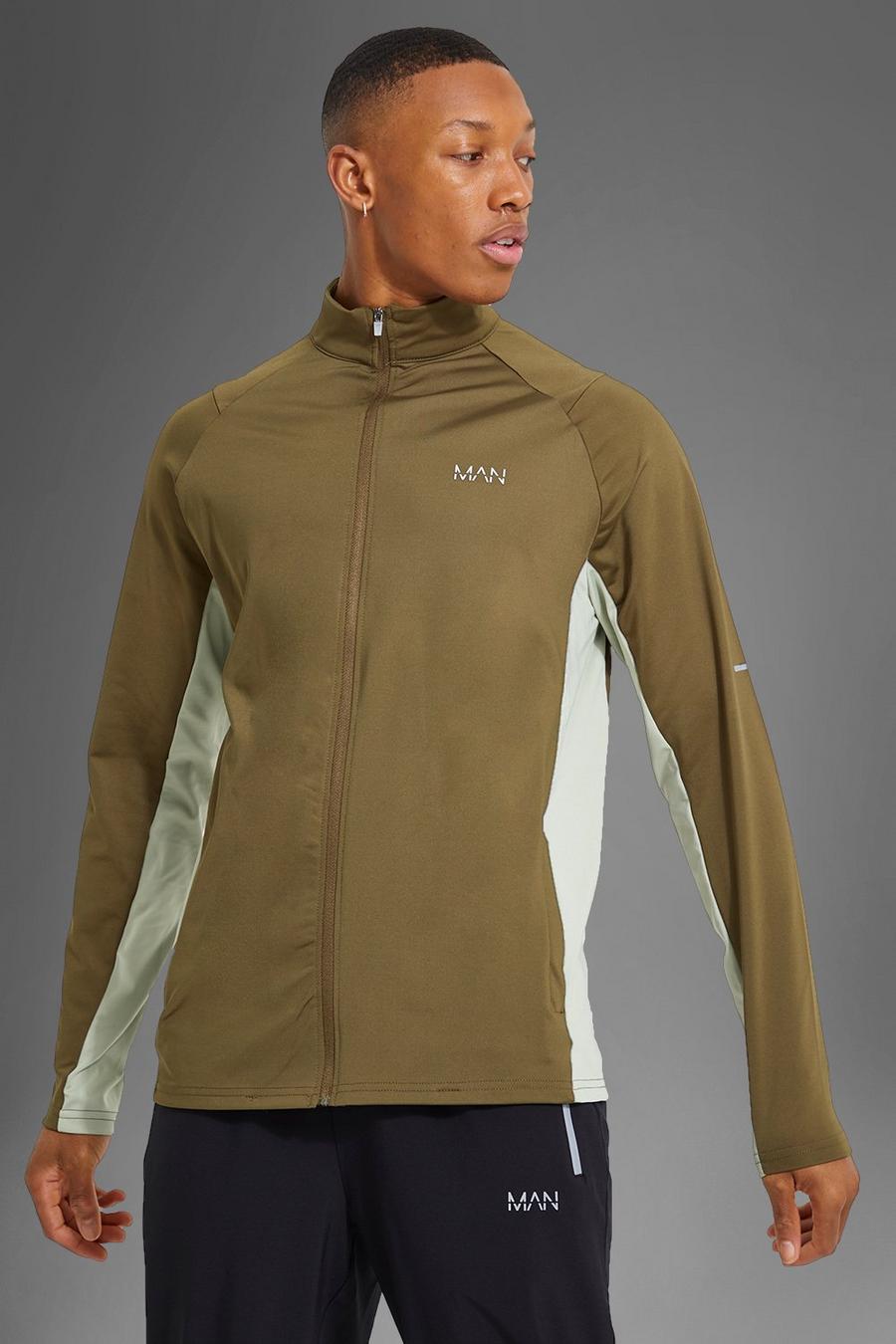 Top MAN Active deportivo con panel lateral, Khaki caqui image number 1