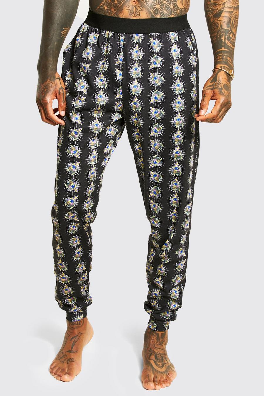 Black All Over Pizza Printed Lounge Pant