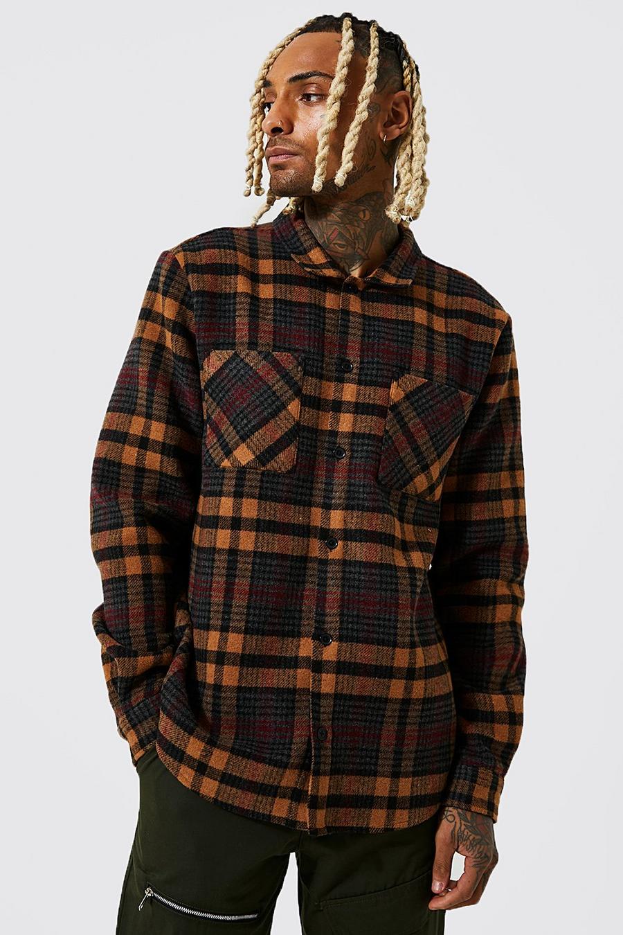 Camel Heavyweight Check Overshirt image number 1