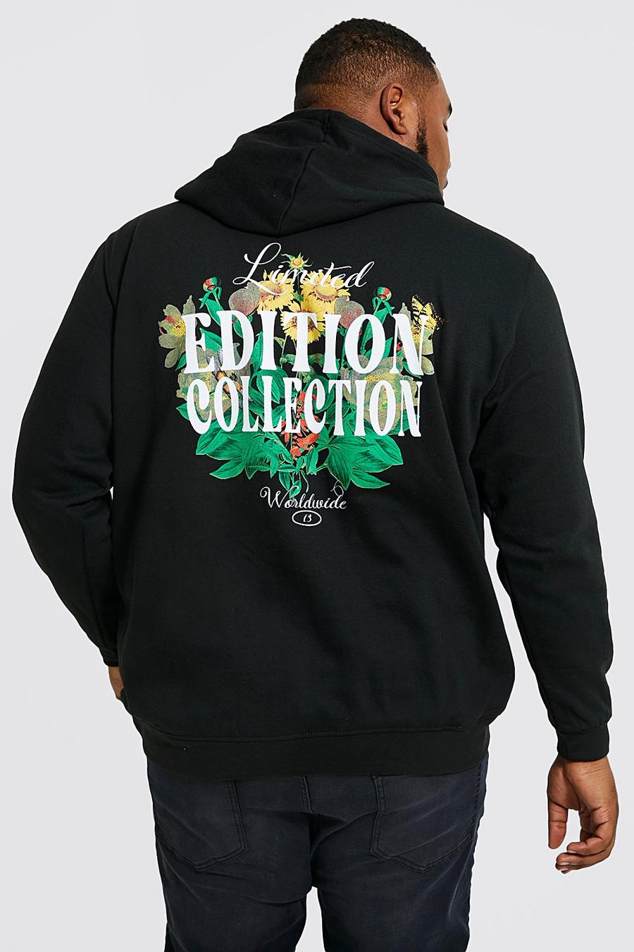 Black Plus Limited Front And Back Floral Hoodie image number 1