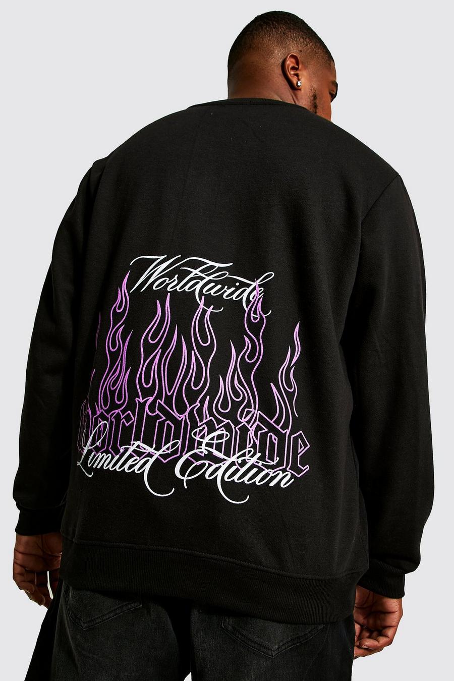 Black Plus Limited Edition Flame Print Sweatshirt image number 1
