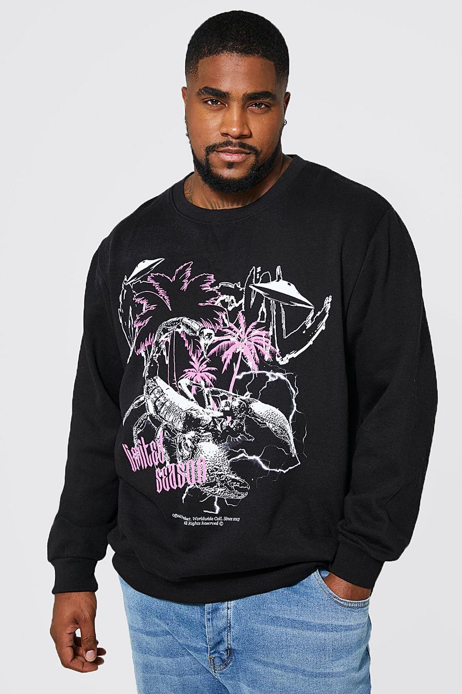 Black Plus Palm Scorpion Print Sweatshirt image number 1