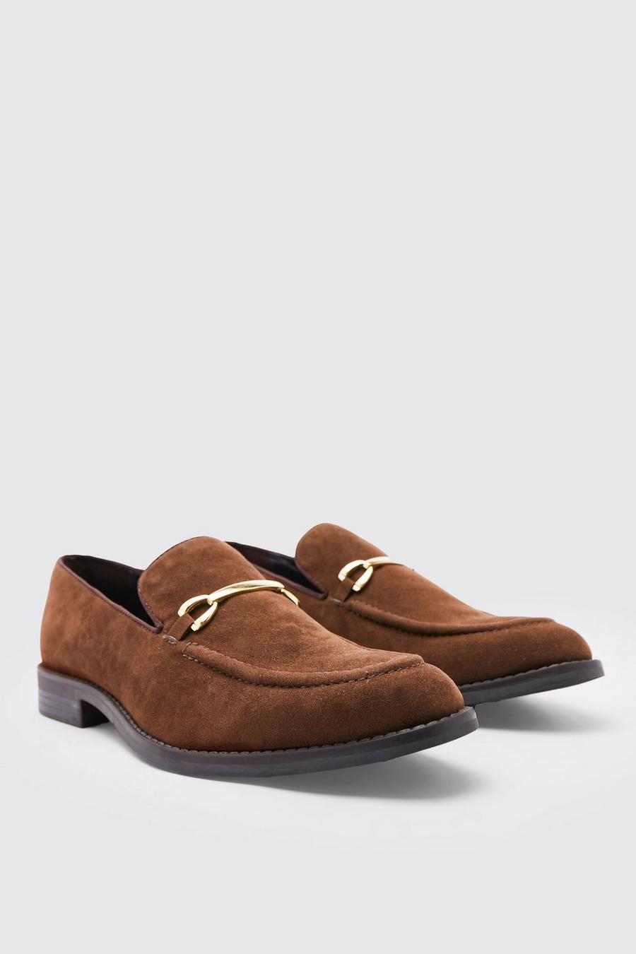 Chocolate Faux Suede Snaffle Loafer image number 1