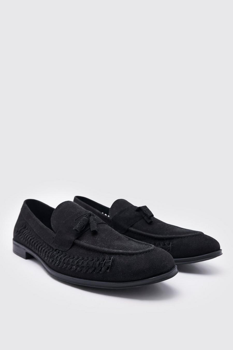 Black Faux Suede Weave Loafer