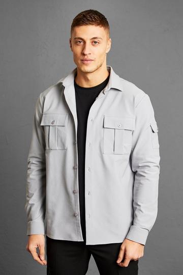 Long Sleeve 4 Way Stretch Fit Overshirt grey