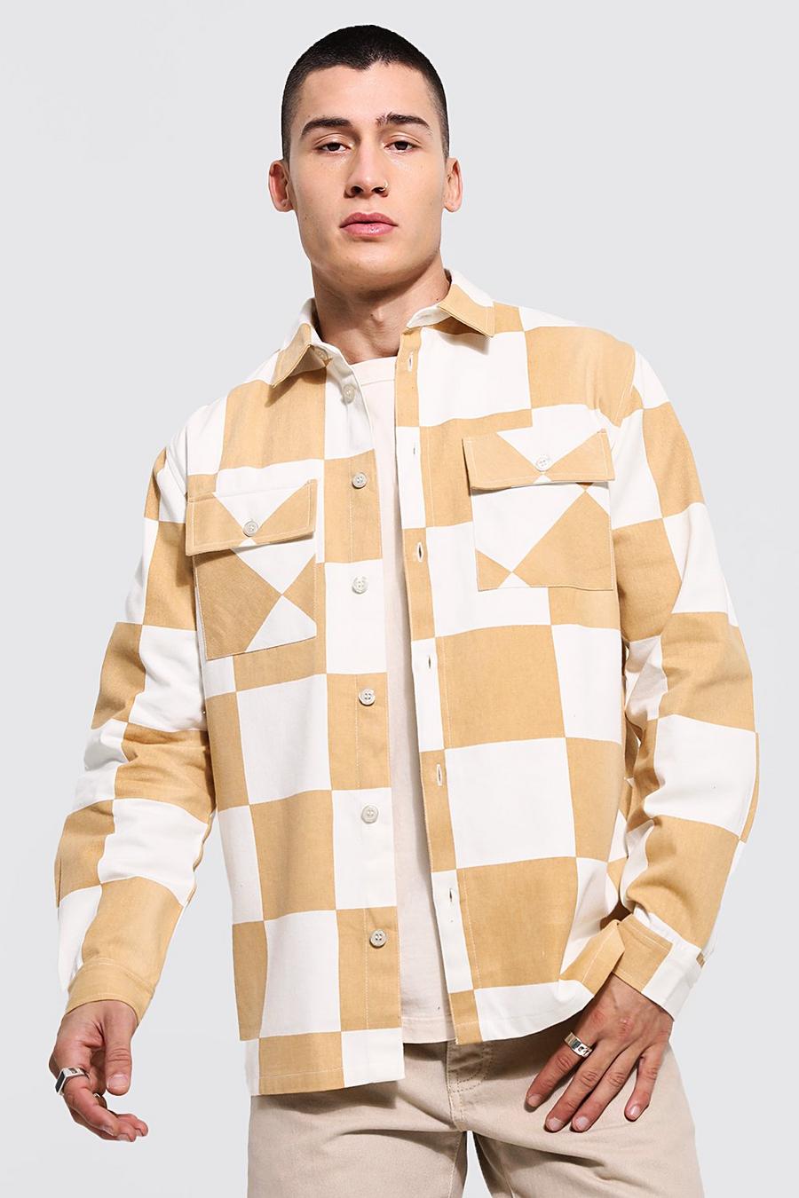 Ecru Keperstof Overhemd Met Opdruk image number 1