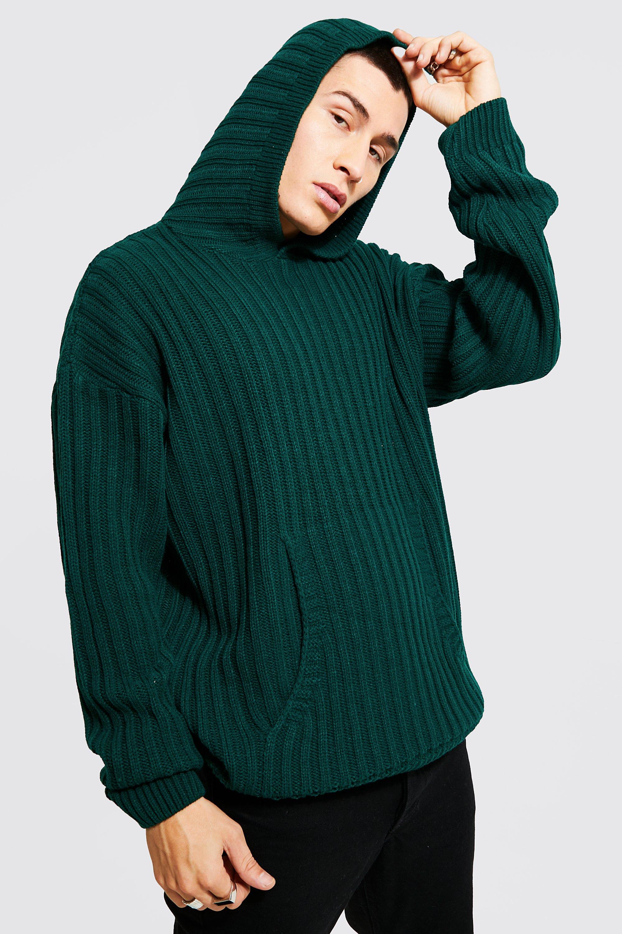 Oversized Chunky Ribbed Knitted Hoodie